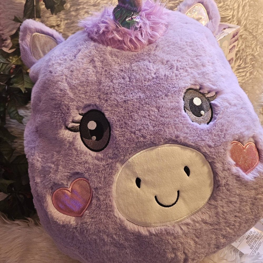 Cuddly Crew Sparkle Unicorn Hand Huggie Pillow Purple